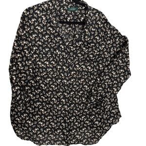 Lauren Ralph Lauren Floral Blouse Women Size M Lightweight Spring Shirt